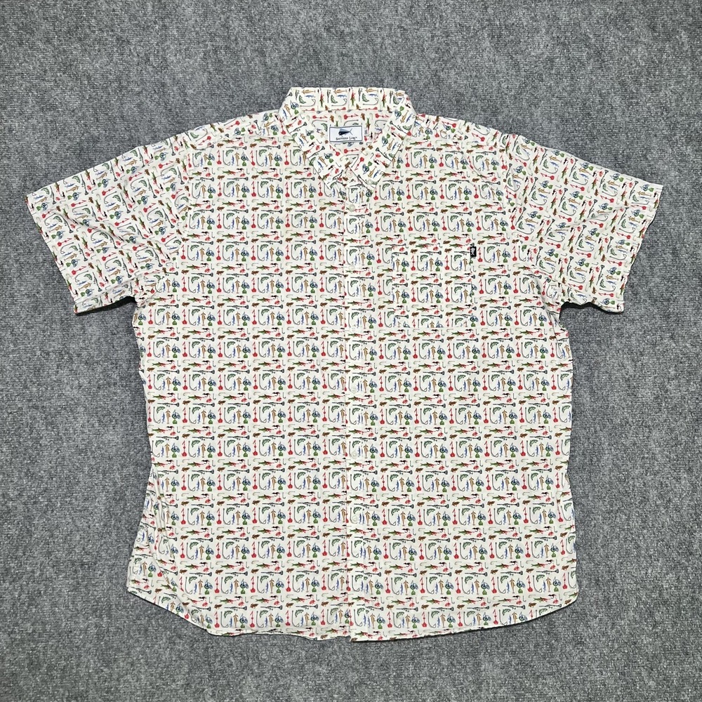 Southern Lure Men's Button Down Shirt Size 3XL Fishing Lures Tackle Print Cotton